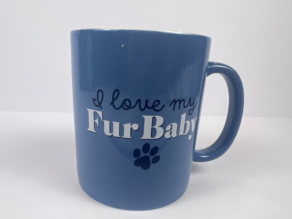 “I LOVE MY FUR BABY" BLUE COFFEE MUG 14 oz New